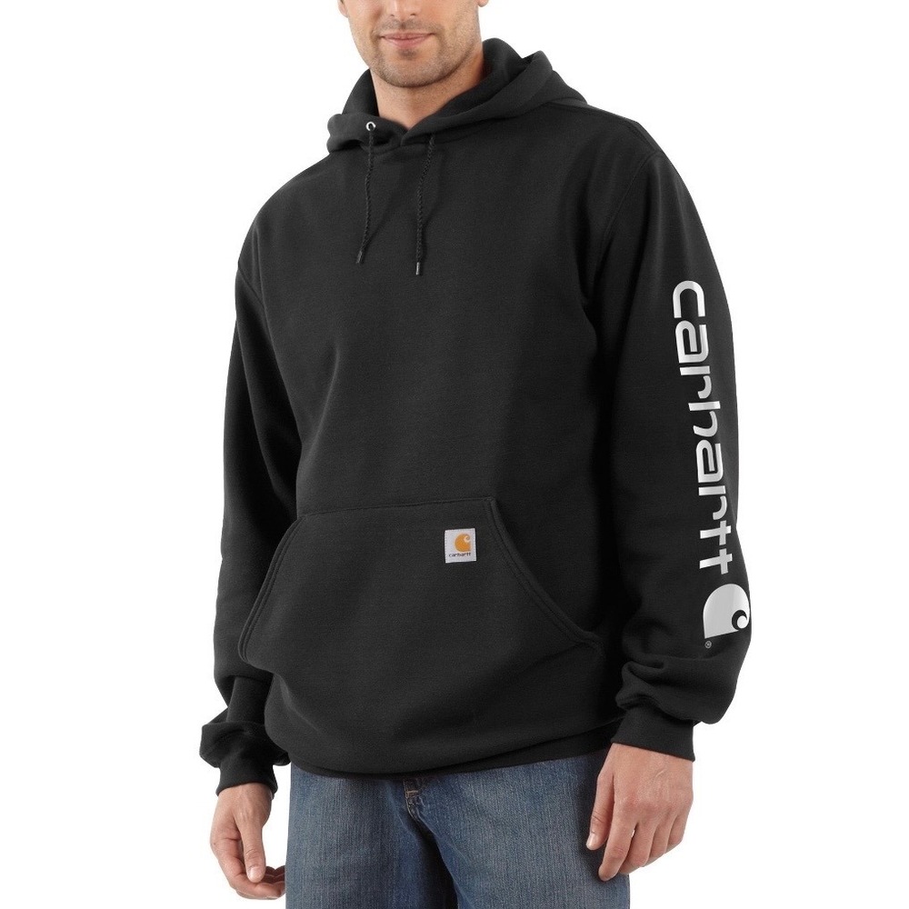 Carhartt Mens Loose Fit Midweight Logo Sleeve Graphic Hoodie Black K288 Small